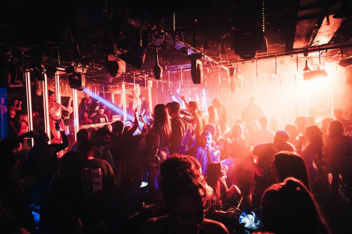 New Year's Eve celebrations at a London nightclub with champagne and sparklers