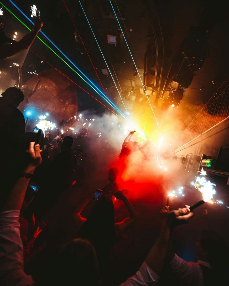 Halloween night at a Mayfair nightclub with themed decorations and a party crowd
