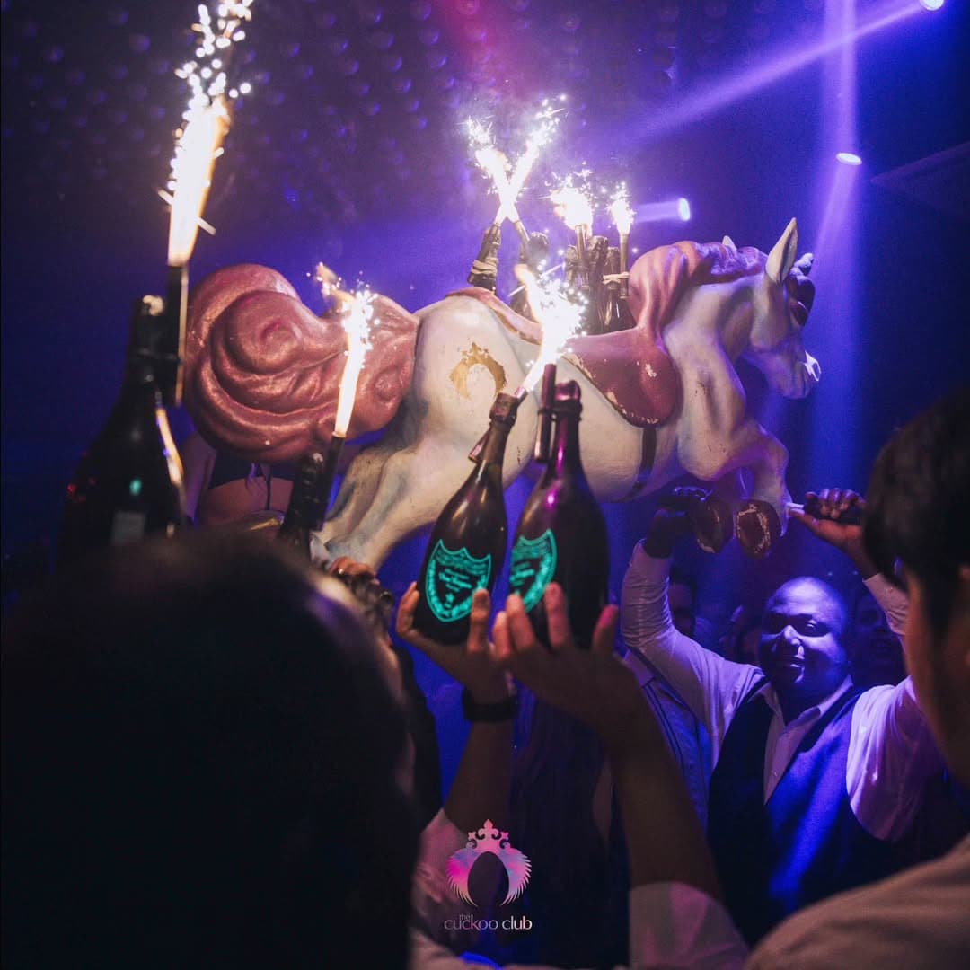 Unicorn bottle show with sparklers when the venue traded as the Cuckoo Club