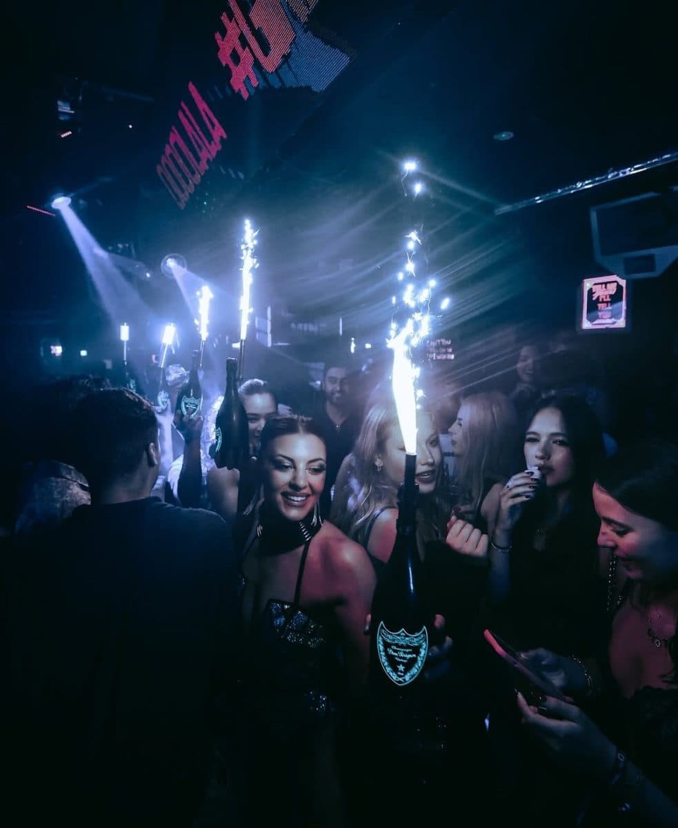 VIP table with bottle service at Funky Buddha club in Mayfair