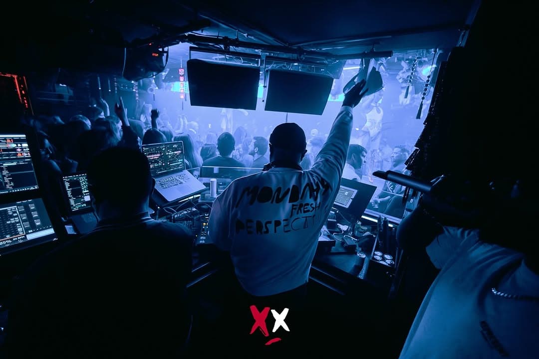 DJ booth and crowd at Luxx Club London, before the club closed
