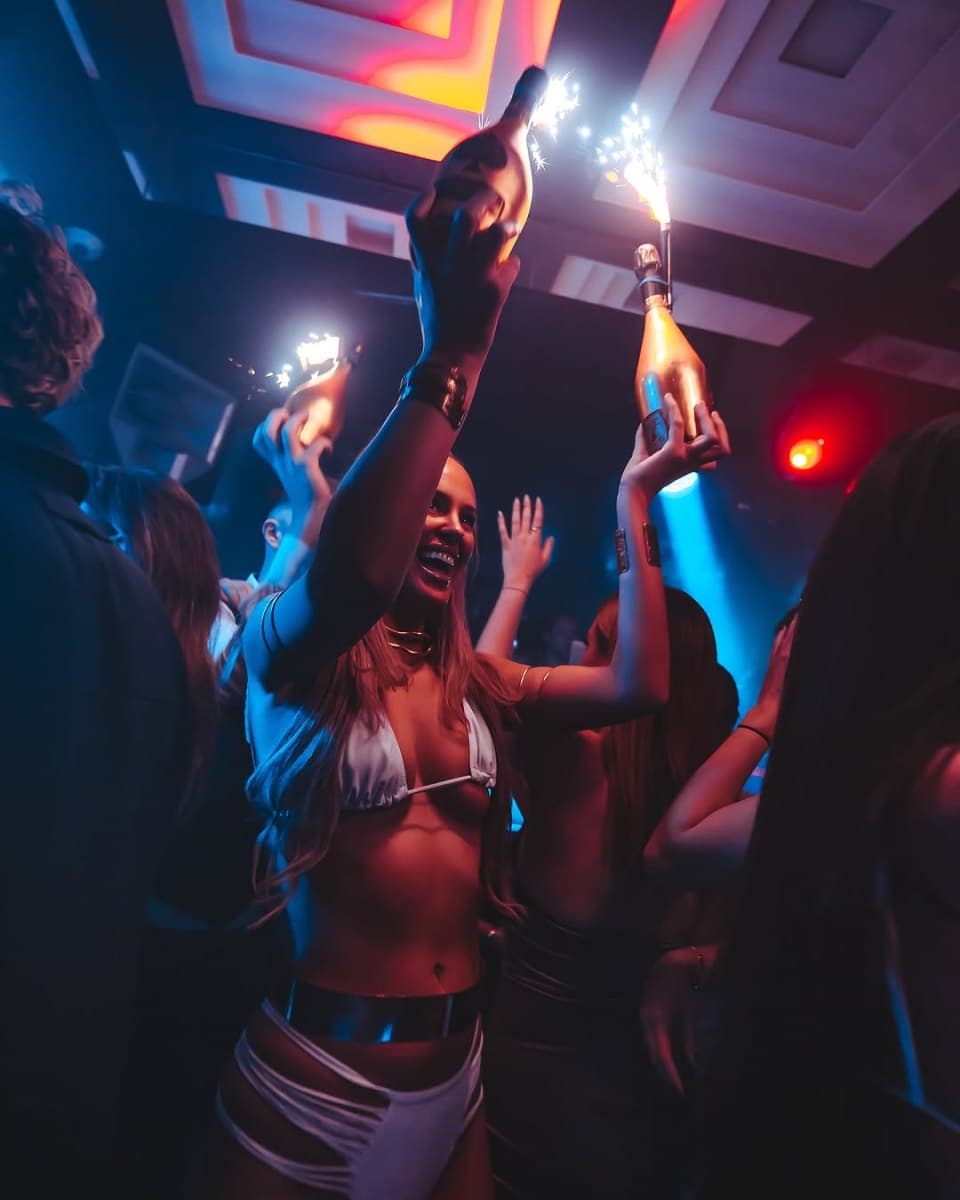 Selene Nightclub London interior with Ancient Greece themed decor and vibrant lighting