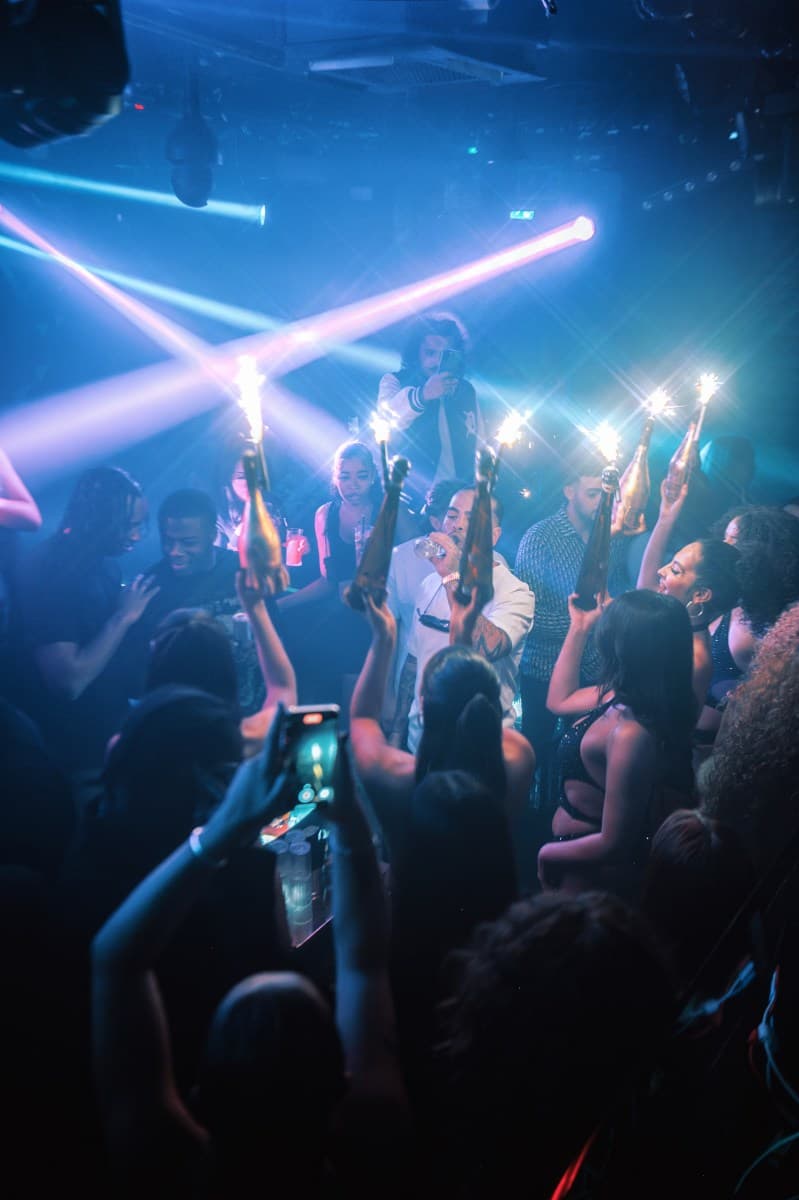 Tape London nightclub decorated for New Year's Eve 2024 celebration