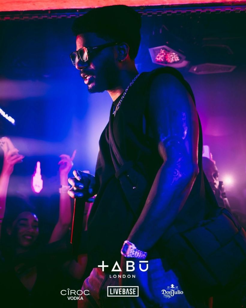 Bryson Tiller performing at Tabu London. 