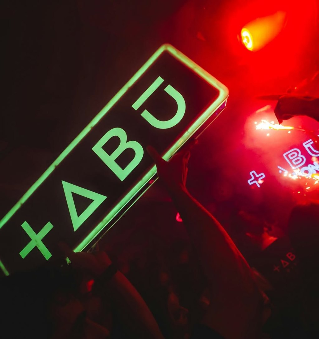 LED sign with the Tabu London logo on it.