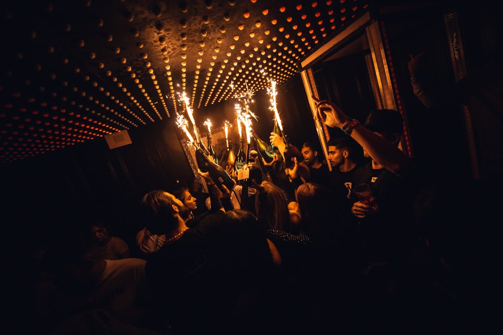 A VIP table inside a Mayfair club.